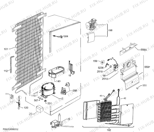 Взрыв-схема холодильника Electrolux ENN7854COW - Схема узла Cooling system 017